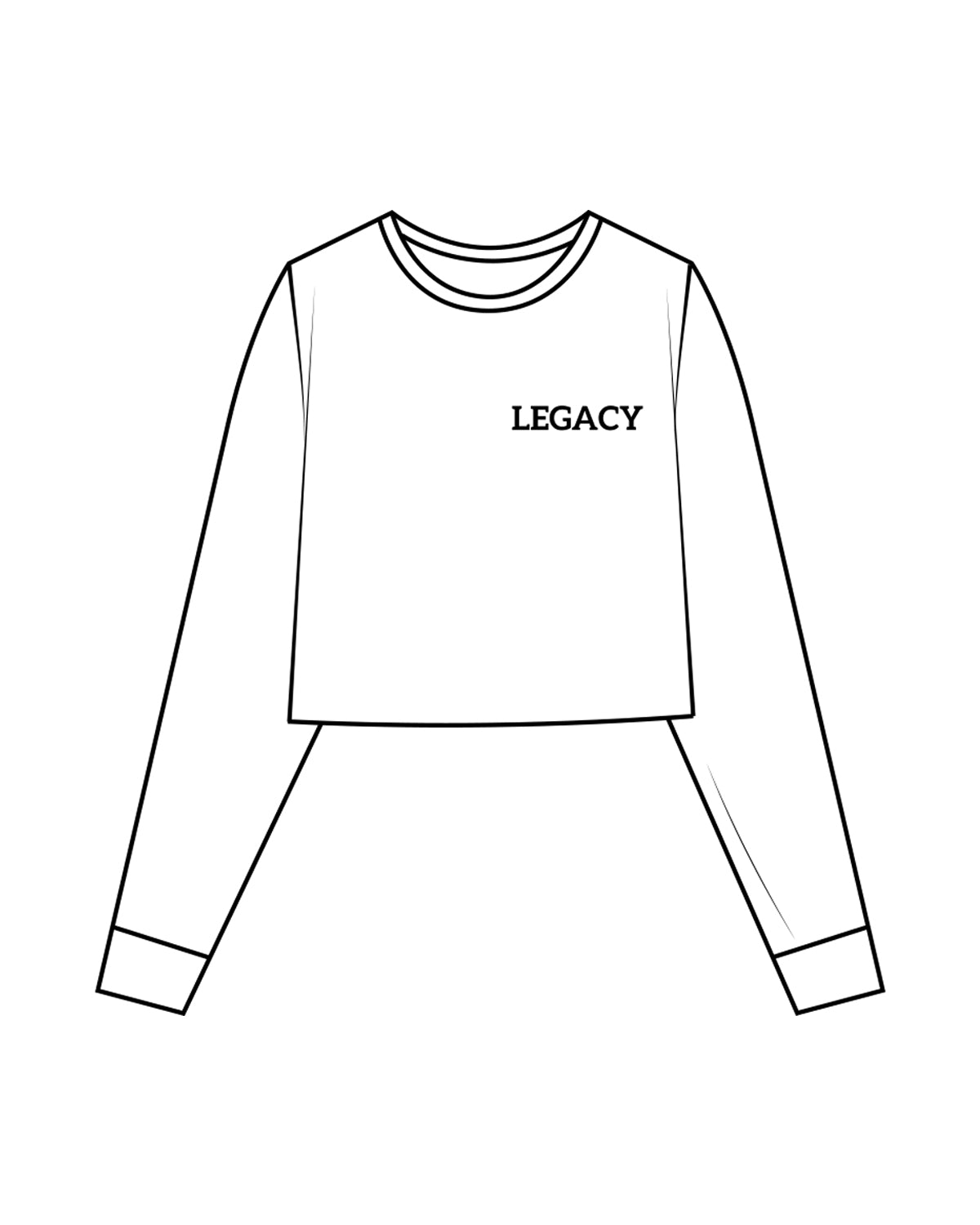 The Crop Long Sleeve - White - Legacy Alliance - Left & Back Center Stacked - Black