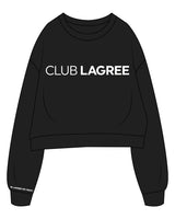 The Oversized Crop - Black - Club Lagree - Right Wrist & Center Chest - White