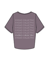 The Crop Tee - Mauve - Evolve Collective - Left Chest & Back Stacked - Printed - White