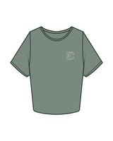 The Crop Tee - Sage - Evolve Collective - Left Chest & Back Stacked - Printed - Off White