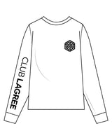 The Womens Long Sleeve - White - Club Lagree - Right Sleeve & Left Chest - Black