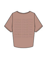 The Crop Tee - Clay - Evolve Collective - Left Chest & Back Stacked - Printed - Tone on Tone