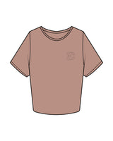The Crop Tee - Clay - Evolve Collective - Left Chest & Back Stacked - Printed - Tone on Tone