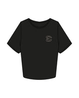 The Crop Tee - Black - Evolve Collective - Left Chest & Back Stacked - Printed - Bone