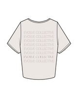 The Crop Tee - Bone - Evolve Collective - Left Chest & Back Stacked - Printed - Tone on Tone