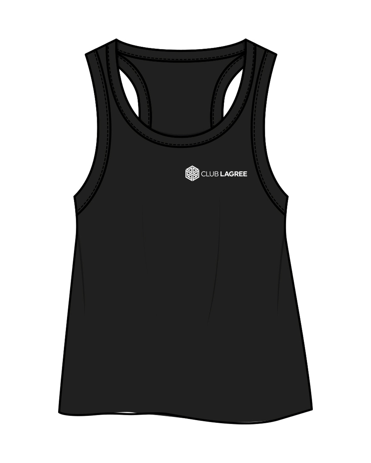 The Crop Tank - Black - Club Lagree - Left Chest - White