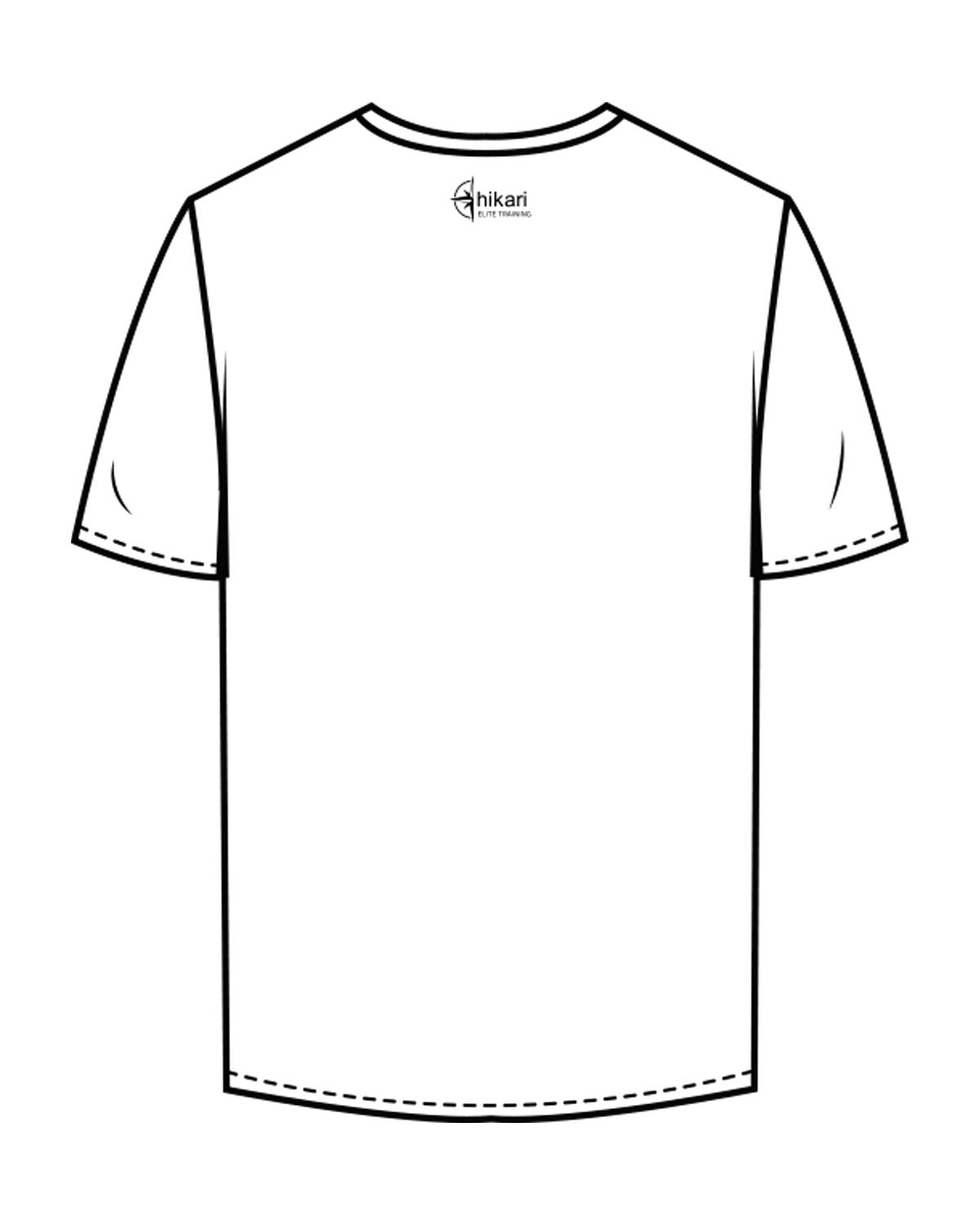 The Mens Tee - White - Hikari Elite - Center Chest Stacked & Center Back Stacked - Printed - Black