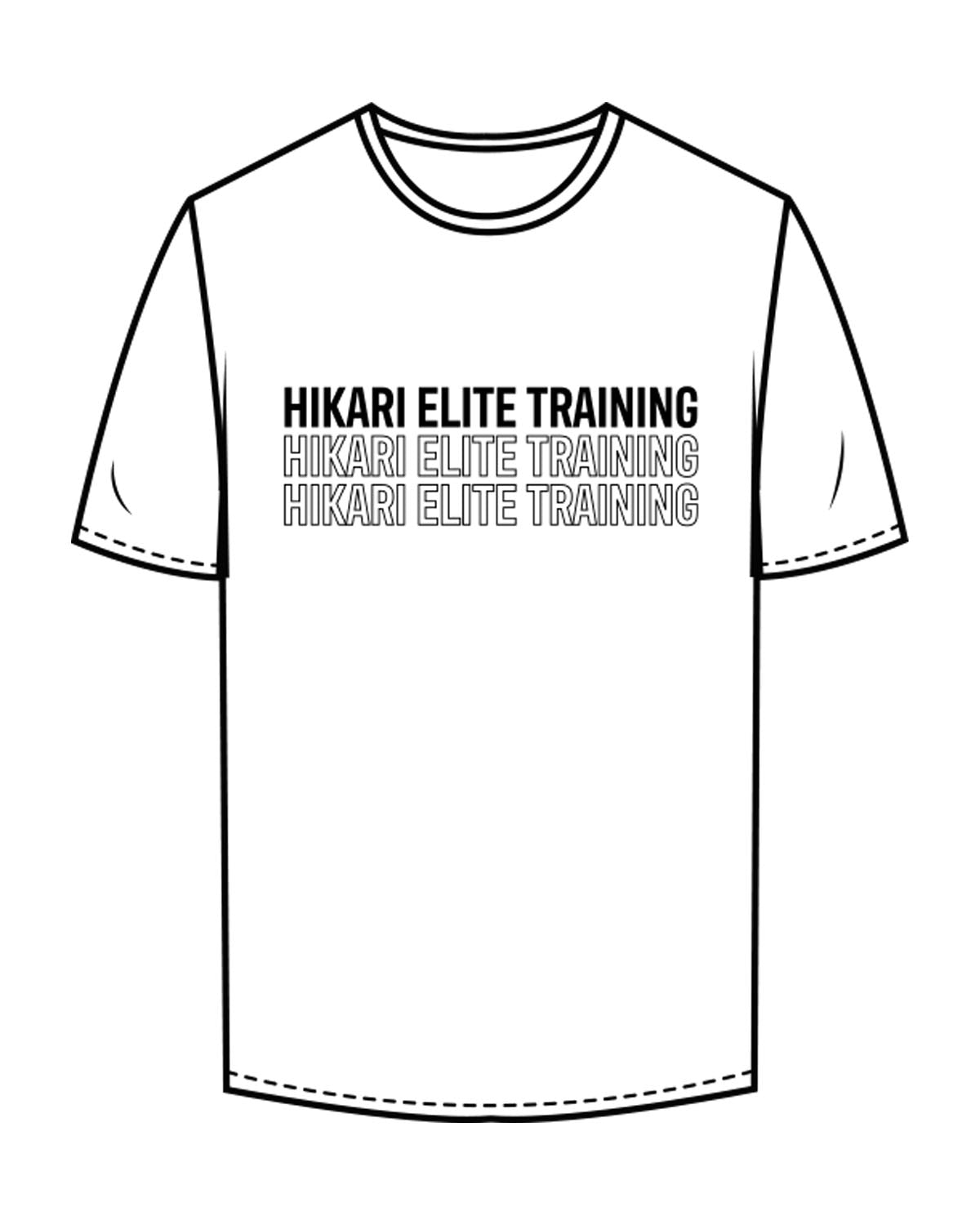 The Mens Tee - White - Hikari Elite - Center Chest Stacked & Center Back Stacked - Printed - Black