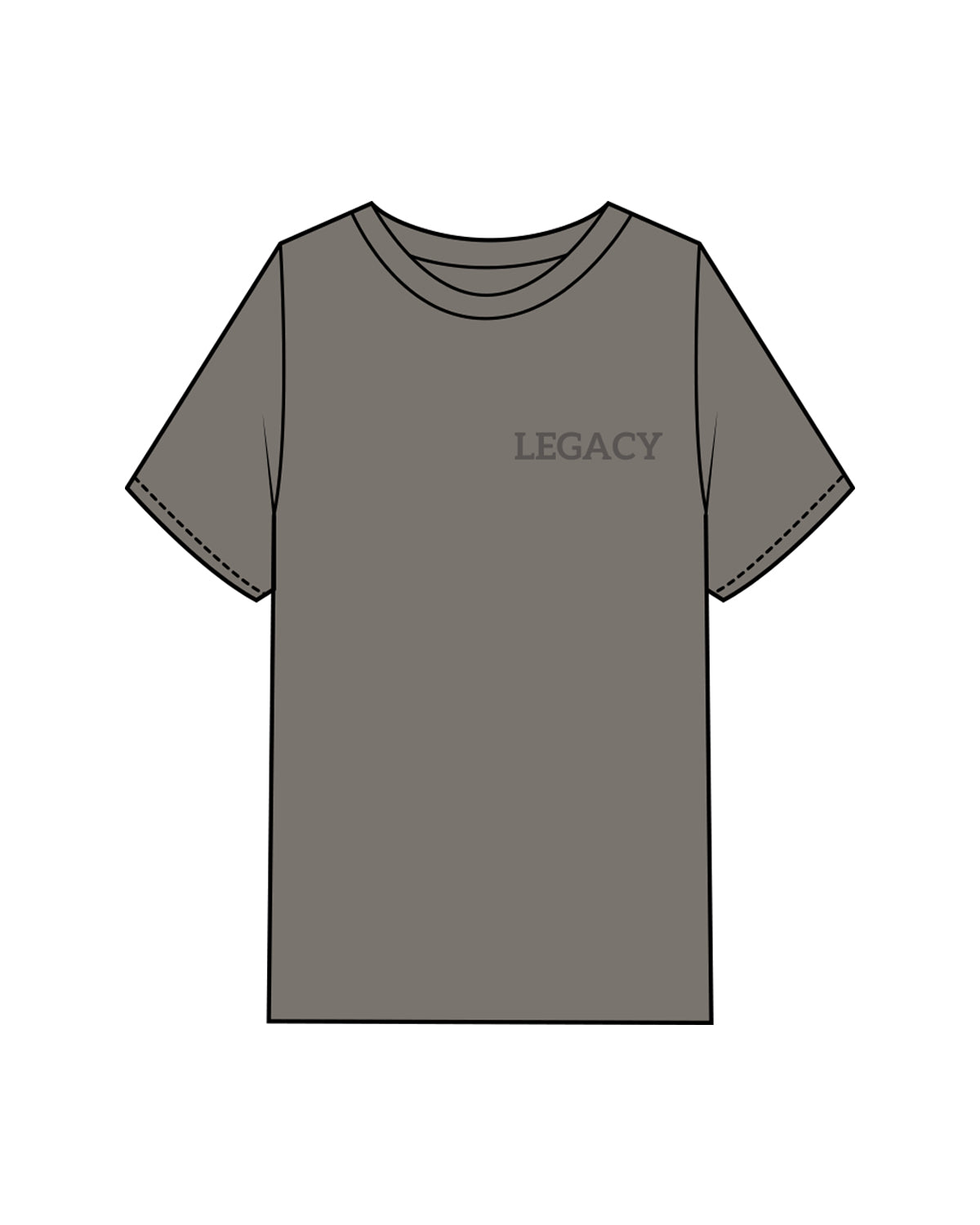 The Heavyweight Crop Tee - Washed Gray - Legacy Alliance - Left & Back Center Stacked - Tone on Tone