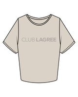The Crop Tee - Bone - Club Lagree - Center Chest & Back Center - Tone on Tone