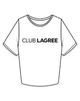 The Crop Tee - White - Club Lagree - Center Chest & Back Center - Tone on Tone