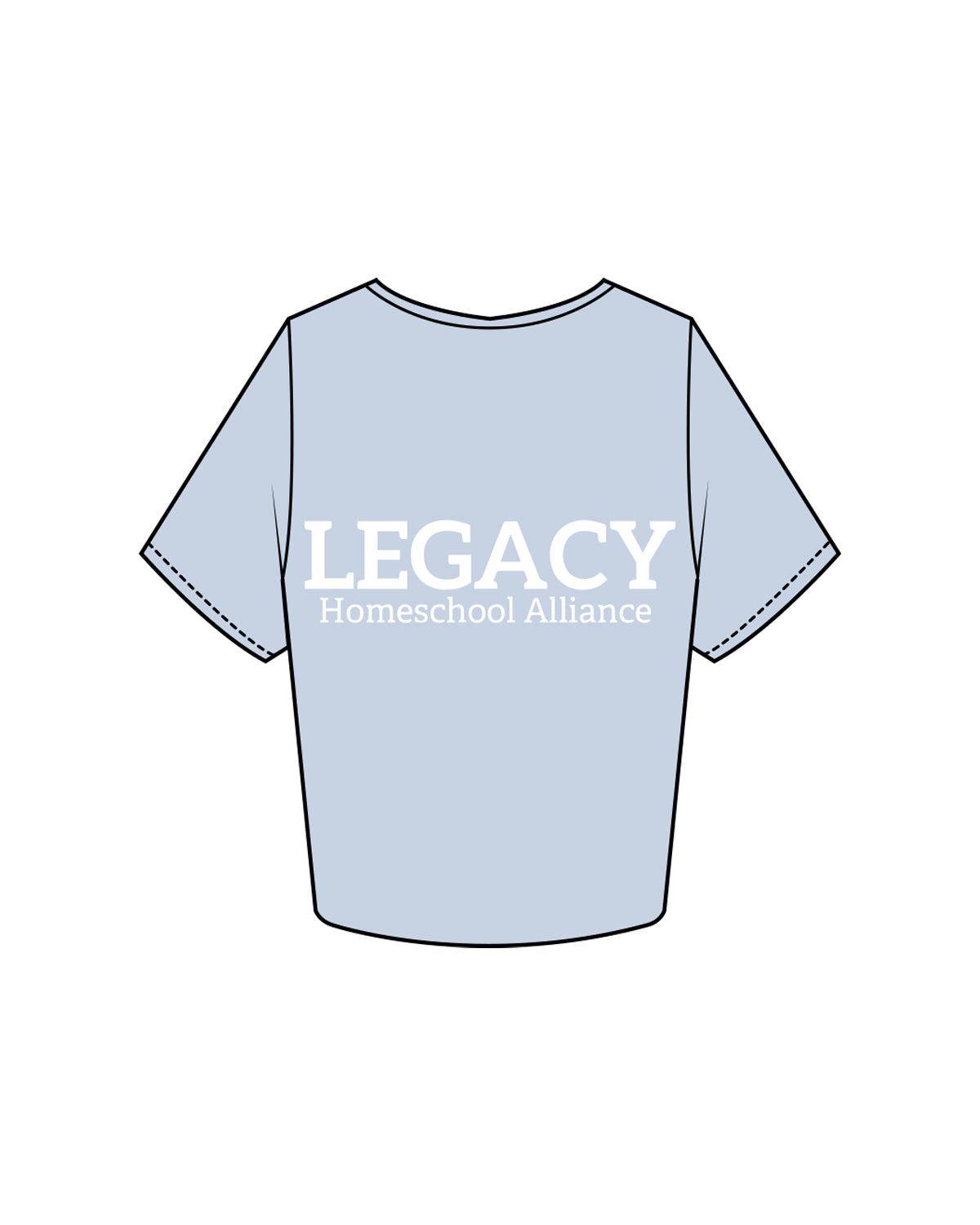 The Crop Tee - Powder - Legacy Alliance - Left & Back Center Stacked - White