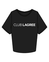 The Crop Tee - Black - Club Lagree - Center Chest & Back Center - White