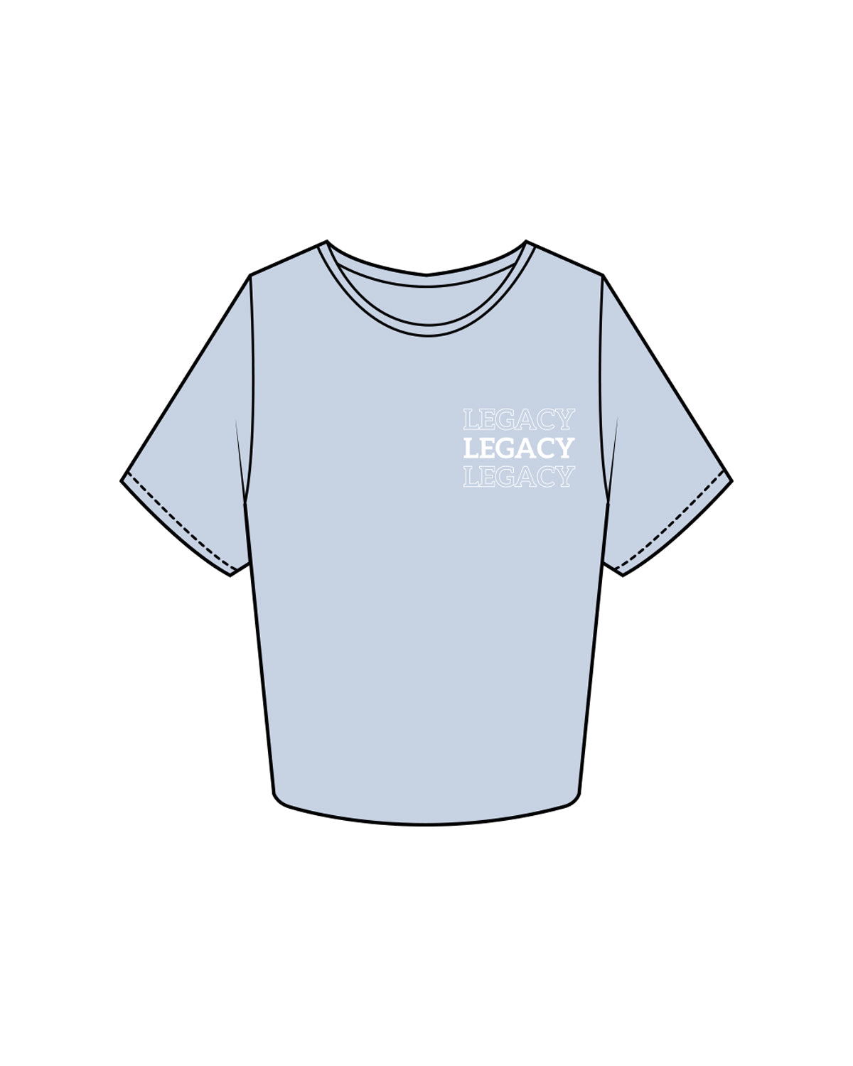 The Crop Tee - Powder - Legacy Alliance - Left & Back Center Stacked - White