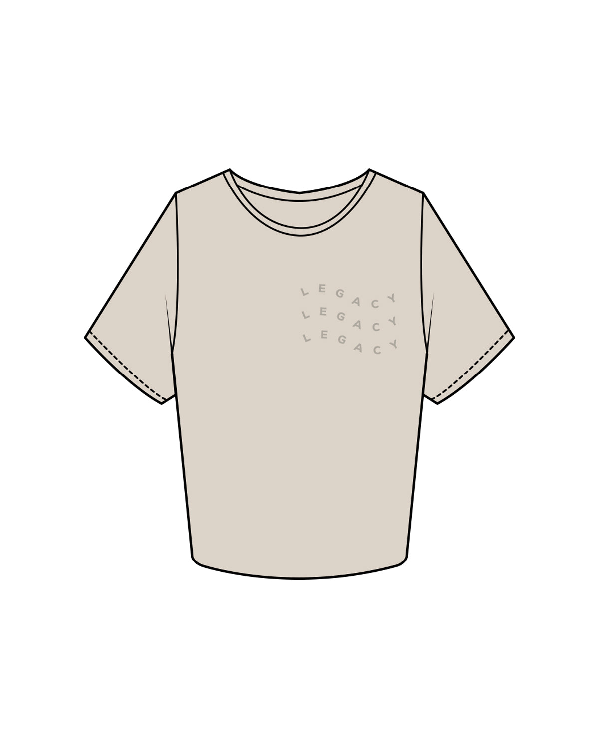 The Crop Tee - Bone - Legacy Alliance - Left & Back Center Stacked - Tone on Tone