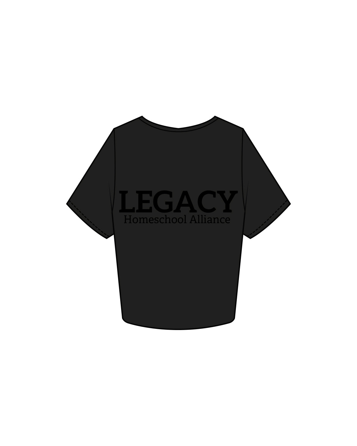 The Crop Tee - Black - Legacy Alliance - Left & Back Center Stacked - Tone on Tone
