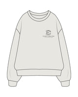 The Womens Crewneck - Washed Bone - Evolve Collective - Left Chest Stacked - Printed - Black