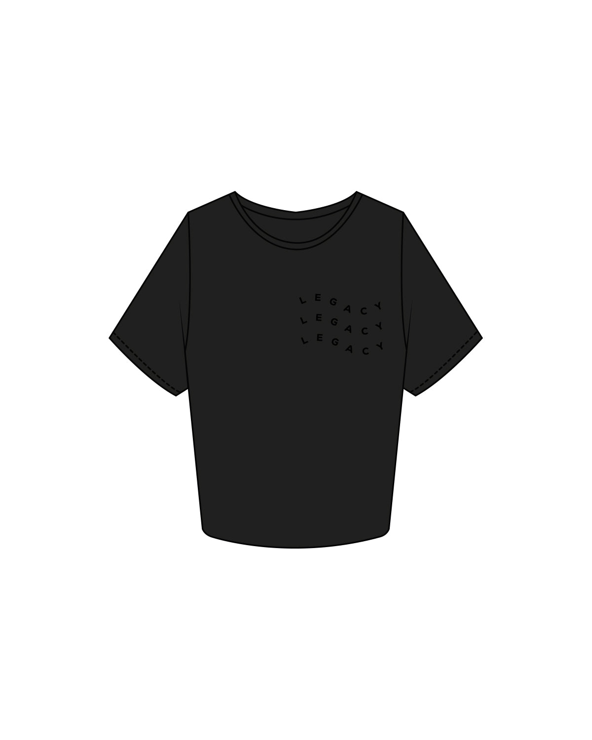 The Crop Tee - Black - Legacy Alliance - Left & Back Center Stacked - Tone on Tone