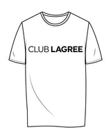 The Mens Tee - White  - Club Lagree - Center Chest & Back Neckline - Black