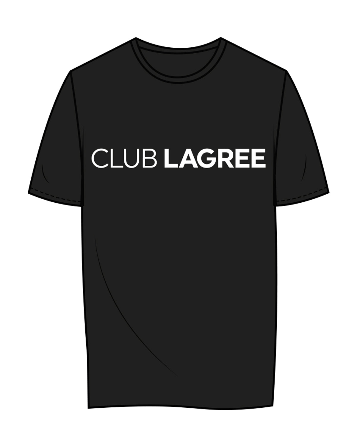 The Mens Tee - Black - Club Lagree - Center Chest & Back Neckline - White