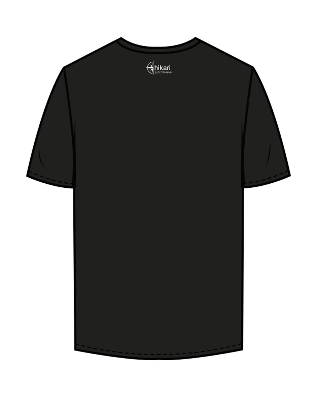 The Mens Tee - Black - Hikari Elite - Center Chest Stacked & Center Back - Printed - White