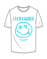 The Mens Tee - White - Club Lagree - Center Chest Stacked - Teal