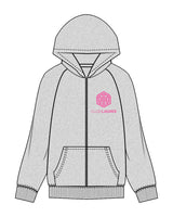 The Womens Zip Up - Heather - Club Lagree - Left Chest Stacked & Back Center Stacked - Full Color