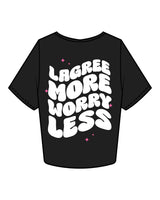 The Crop Tee - Black - Club Lagree - Left Chest Stacked & Back Center Stacked - Full Color