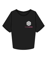 The Crop Tee - Black - Club Lagree - Left Chest Stacked & Back Center Stacked - Full Color