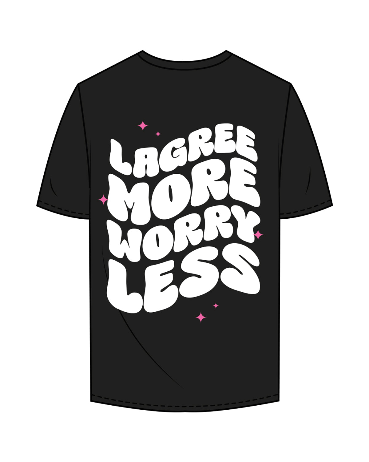 The Womens Oversized Tee - Black - Club Lagree - Left Chest Stacked & Back Center Stacked - Full Color