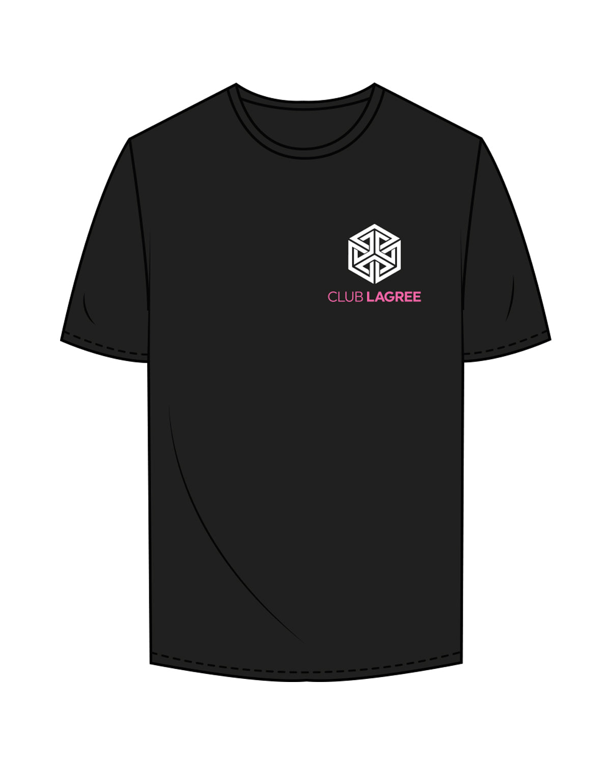 The Womens Oversized Tee - Black - Club Lagree - Left Chest Stacked & Back Center Stacked - Full Color