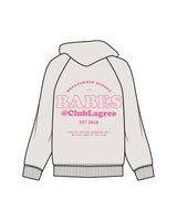 The Womens Hoodie - Washed Bone - Club Lagree - Left Chest Stacked & Back Center Stacked - Full Color