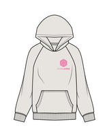 The Womens Hoodie - Washed Bone - Club Lagree - Left Chest Stacked & Back Center Stacked - Full Color