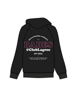 The Womens Hoodie - Black - Club Lagree - Left Chest Stacked & Back Center Stacked - Full Color