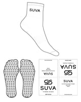 The 1/2 Crew Sock - White - SUVA - Top Logo - Black - Icon Shape Grip - Black