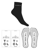 The 1/2 Crew Sock - Black - Core Lab - Top Logo - White - Hexagon Shape Grip - White