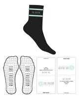 The 3/4 Crew Sock - Black - Core Evolution - Top with Border "CORE EVOLUTION" & Circle Shape Grip - Teal