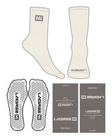 The Crew Sock - Off White - Lagree Mi - Toe & Ankle "MI" - Charcoal Hexagon Grip - Charcoal