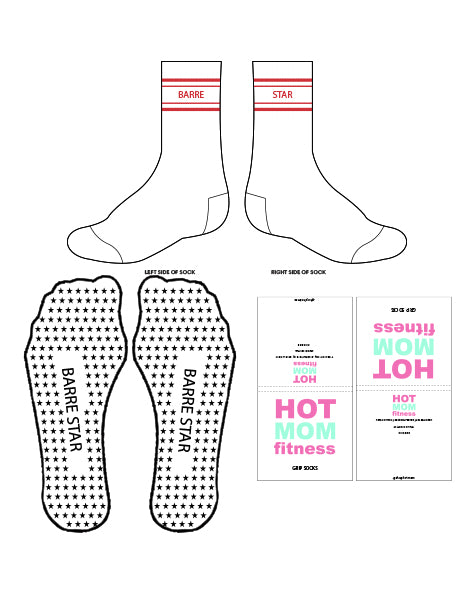 The Crew Sock - White- Edwina Robinson - Barre Star - Red