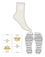 The 3/4 Crew Sock - Off White - New Mom School - Top Logo "NMS" - White - Star Shape Grip - Transparent