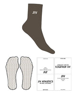The 3/4 Crew Sock - D280 - JIV - Top - "JIV" - Embroidered - White - Icon Shape Grip - Translucent