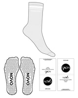The Crew Sock - Heather- Studio Novo - 2 Strips - Top Logo "STUDIO NOVO" - White - Triangle Shape Grip - Transparent