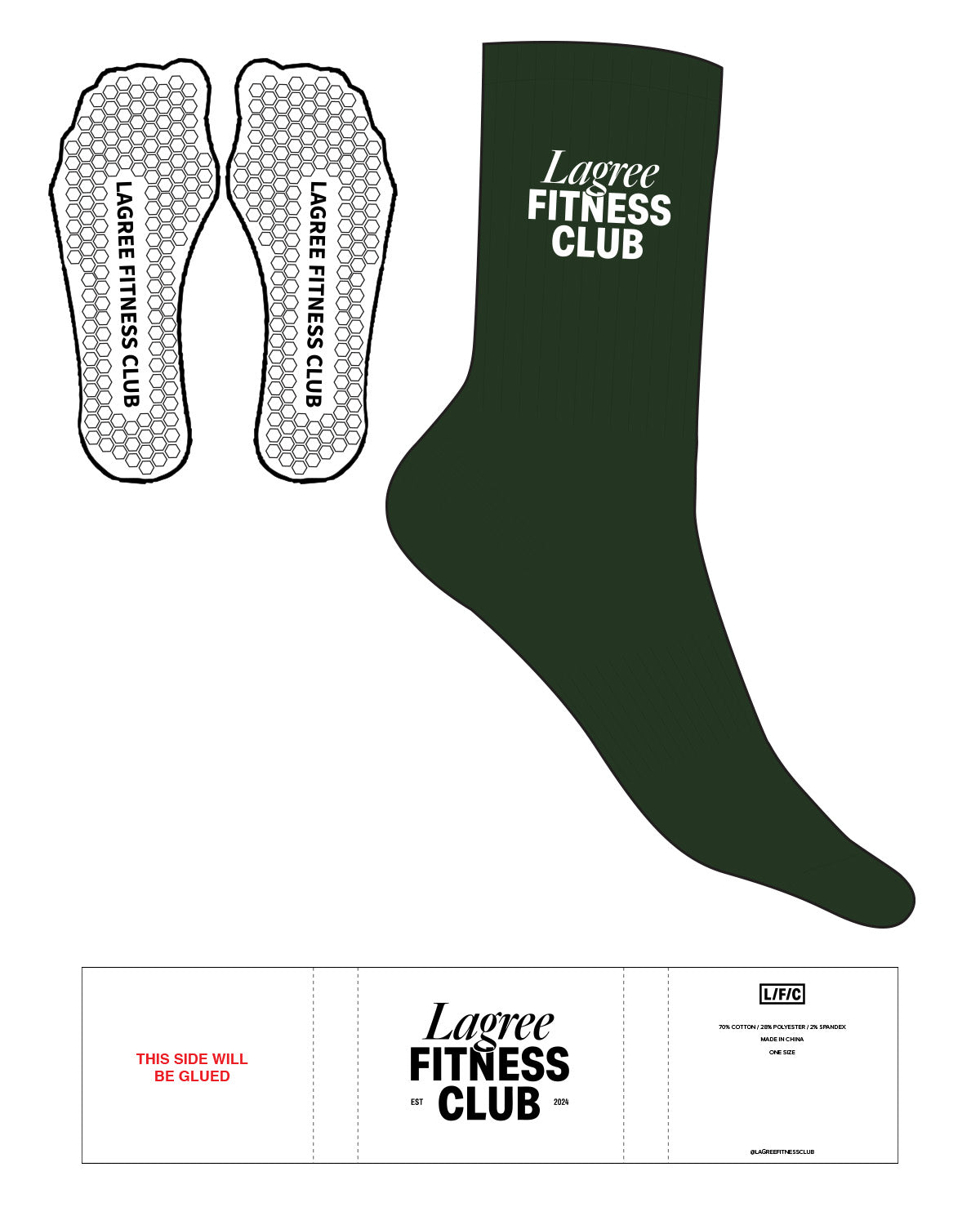 The Crew Sock - Dark Green - LFC - Top Logo - White - Hexagon Shape Grip - White