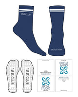 The 3/4 Crew Sock - D52 - Move Studio Pilates - Dual Strip - Toe & Ankle - Embroidered - White Circle Grip - White