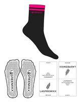 The 3/4 Crew Sock - Black - LagreeMixx - Border & Ankle - Hexagon Grip - Hot Pink