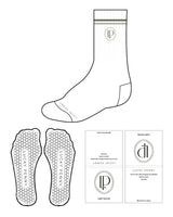 The Crew Sock - White - Lucky Penny - "2 Strips" - Top & Front Logo - Green - Hexagon Shape Grip - Transparent