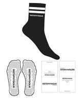 The 3/4 Crew Sock - Black - Instaphysiques - "2 Strips" - Top Logo - White - Triangle Shape Grip - White