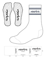 The Crew Grip Sock - White- Mantra - Top Dual Border - White Circle Grip - Navy