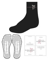 The 3/4 Crew Sock - Black  - Platinum Pilates - Top Center Ribbon - Full Color - Triangle Shape Grip - White