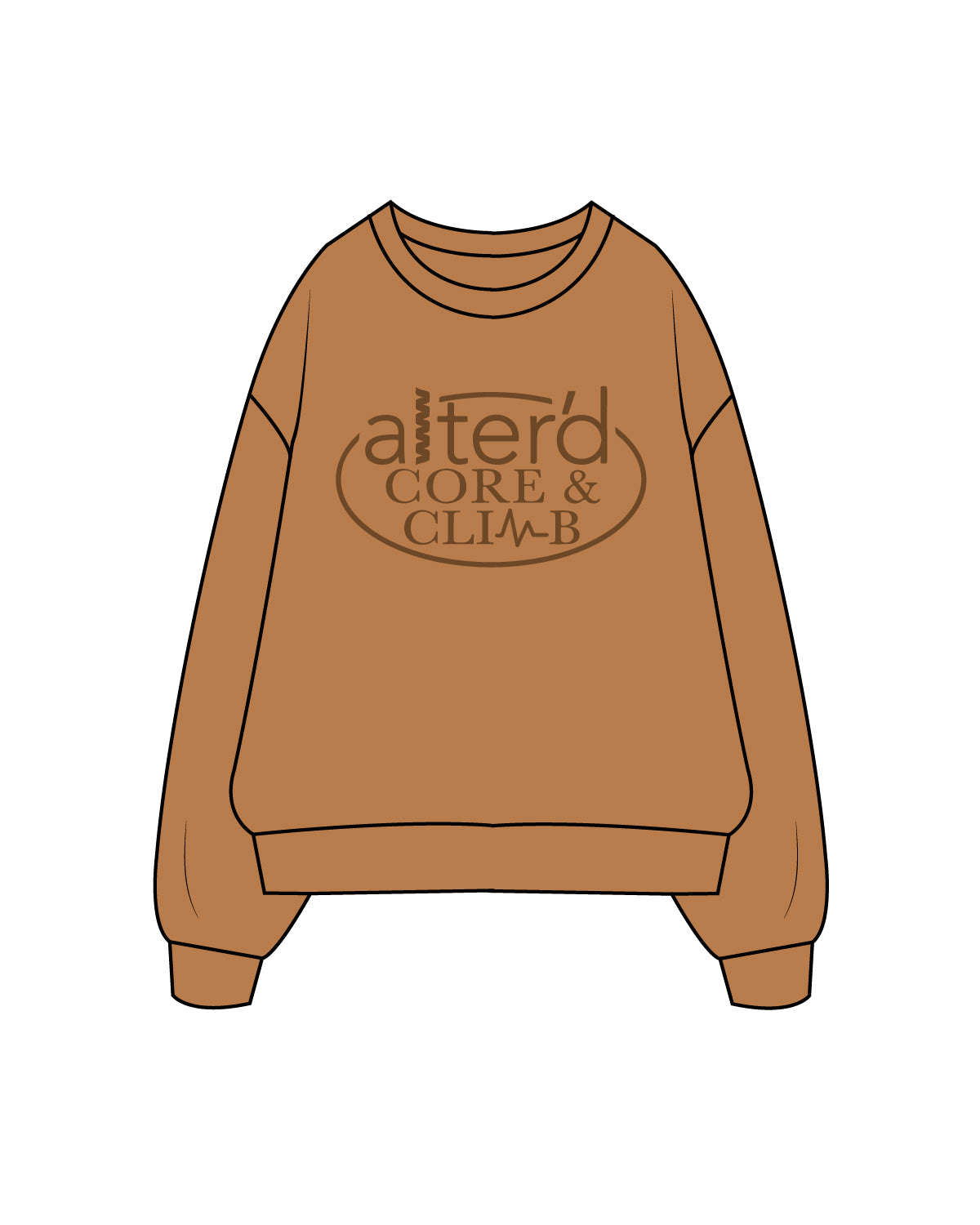 The Classic Crewneck - Camel - Alter'd Core - Center Chest Logo - Tone on Tone